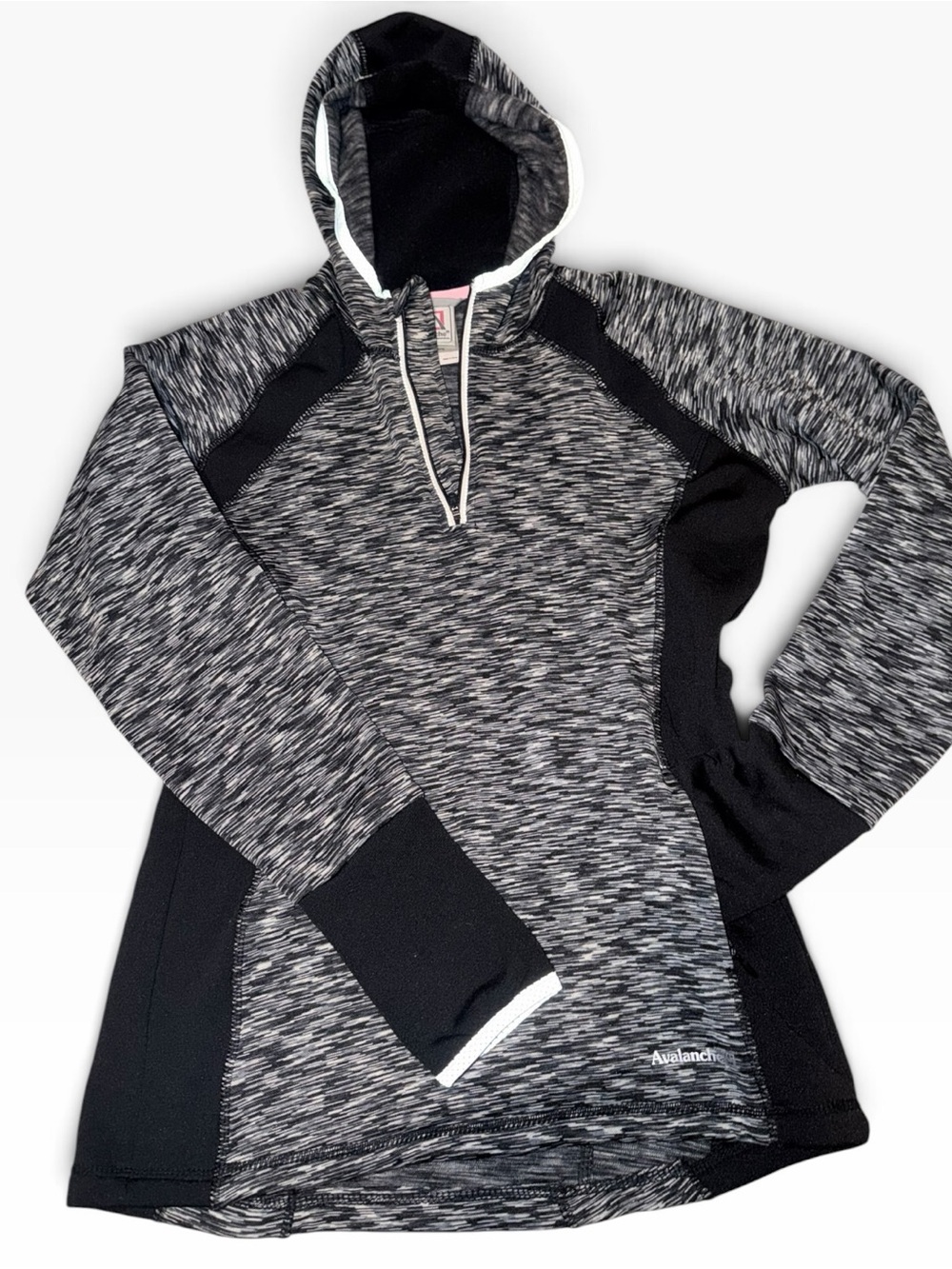 Avalanche Black Heathered Pullover Hoodie with Contrast Panels